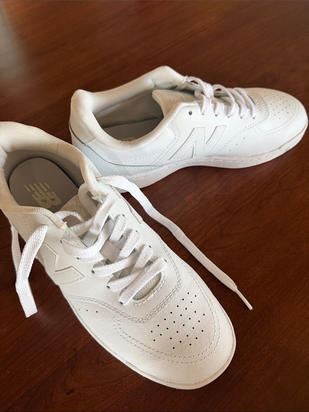 New Balance All White Leather Court Shoes Sneakers